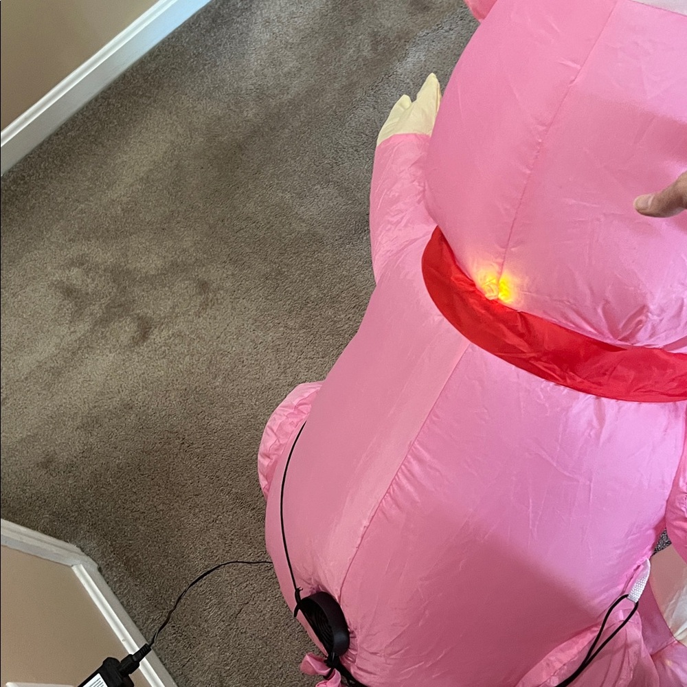 Inflatable 42” tall blow up plug in lighted Christmas holiday pig has inner fan - Picture 4 of 9